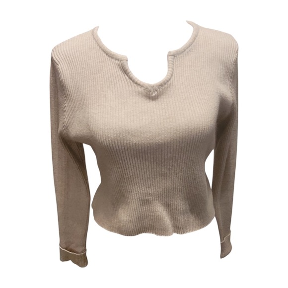 Forever 21 Sweaters - Forever 21 Crop Top Long Sleeve Womens Size Large Ribbed Sweetheart Neck Sweater